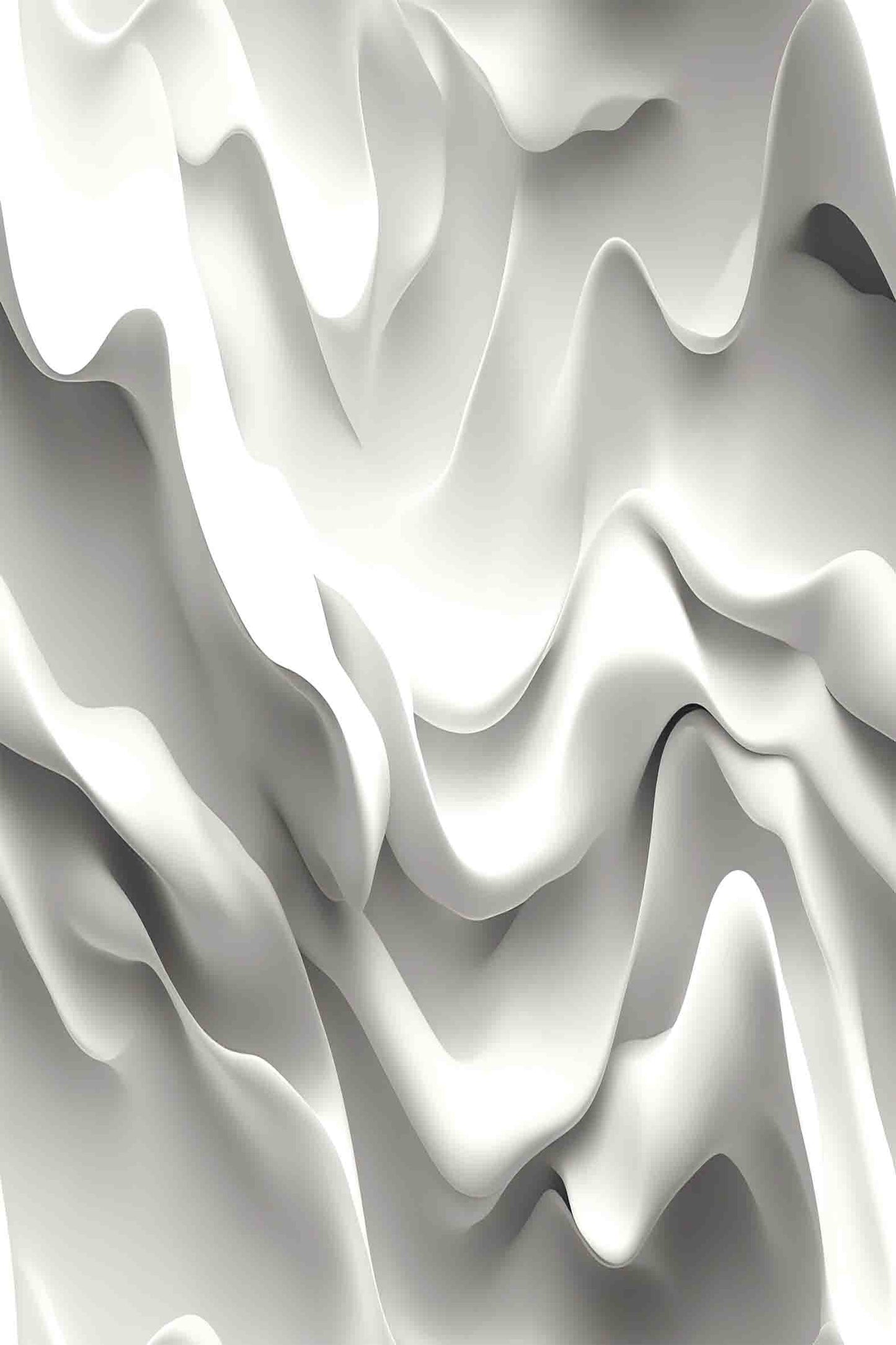 White 3D Flowing Silk Wave 60x90cm Metal Print Ready to Hang