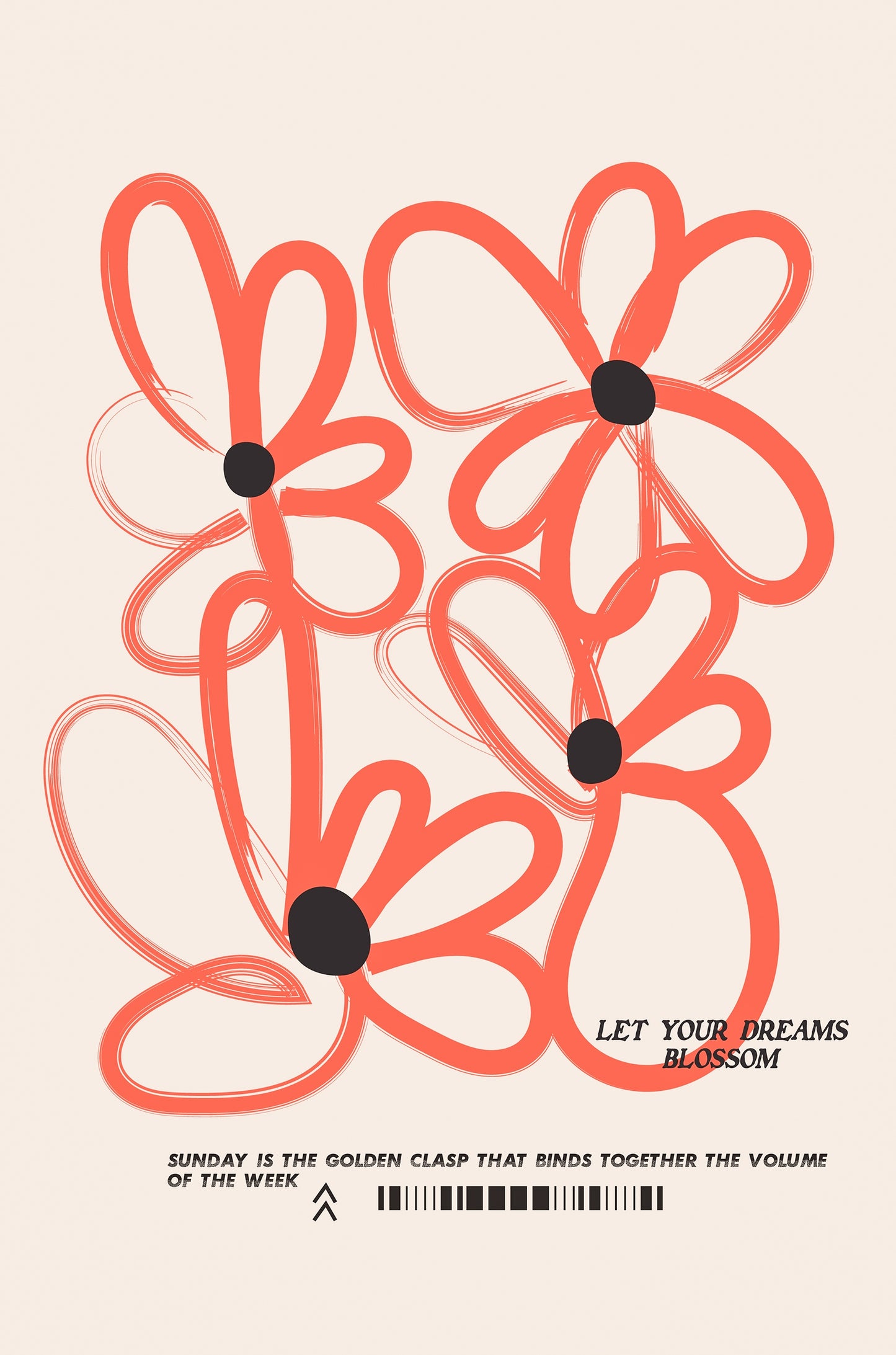 Red Floral Sunday Quote Gift 40x60cm Metal Print Ready to Hang