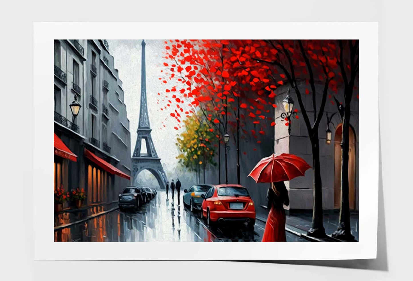 Street View of Paris, Eiffel Tower Wall Art Limited Edition High Quality Print Unframed Roll Canvas None