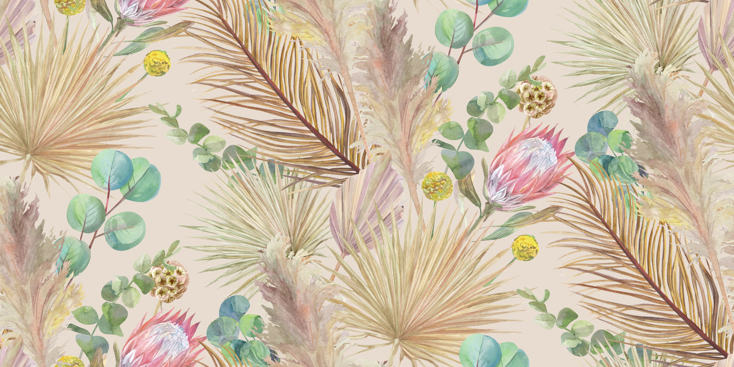 Boho Pink Protea Eucalyptus Wall Art Canvas Office Home Room Framed 120x60cm