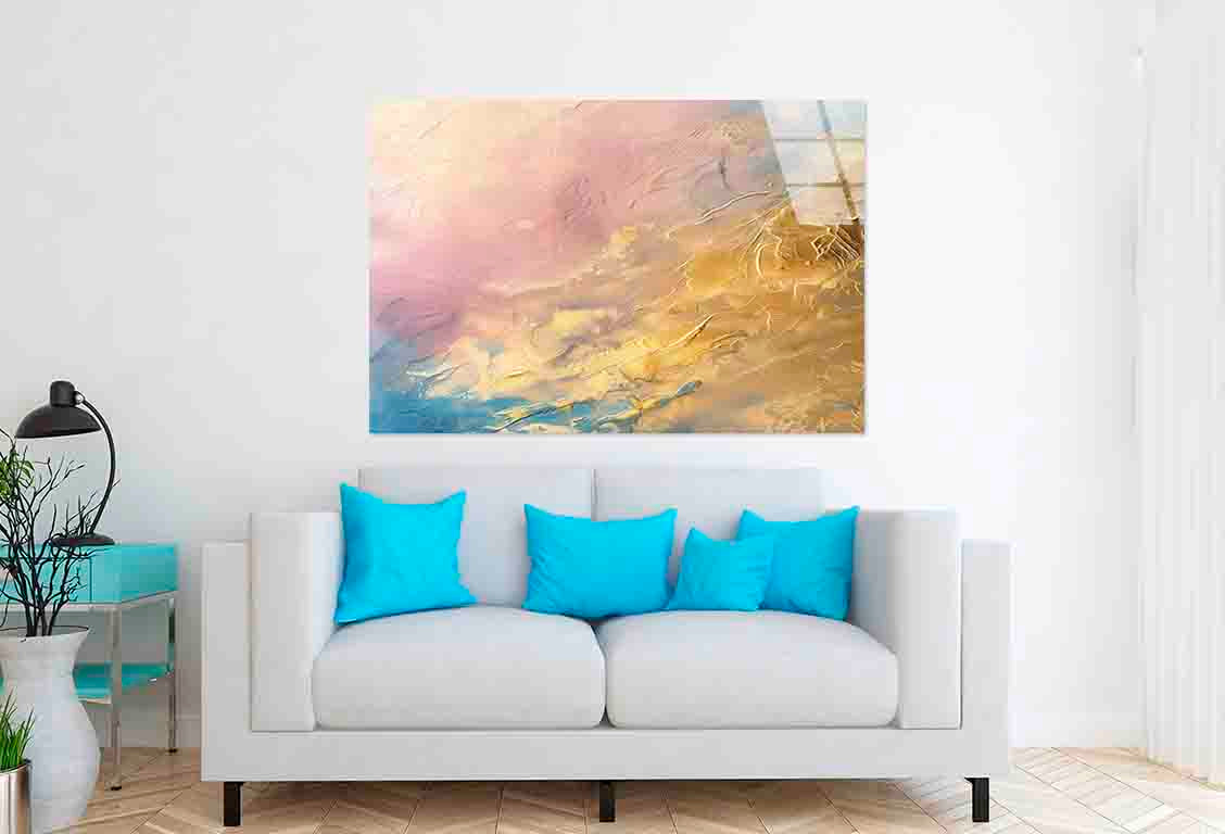 Textured Pastel Abstract Tempered Glass Printing Wall Art Australian Made Quality