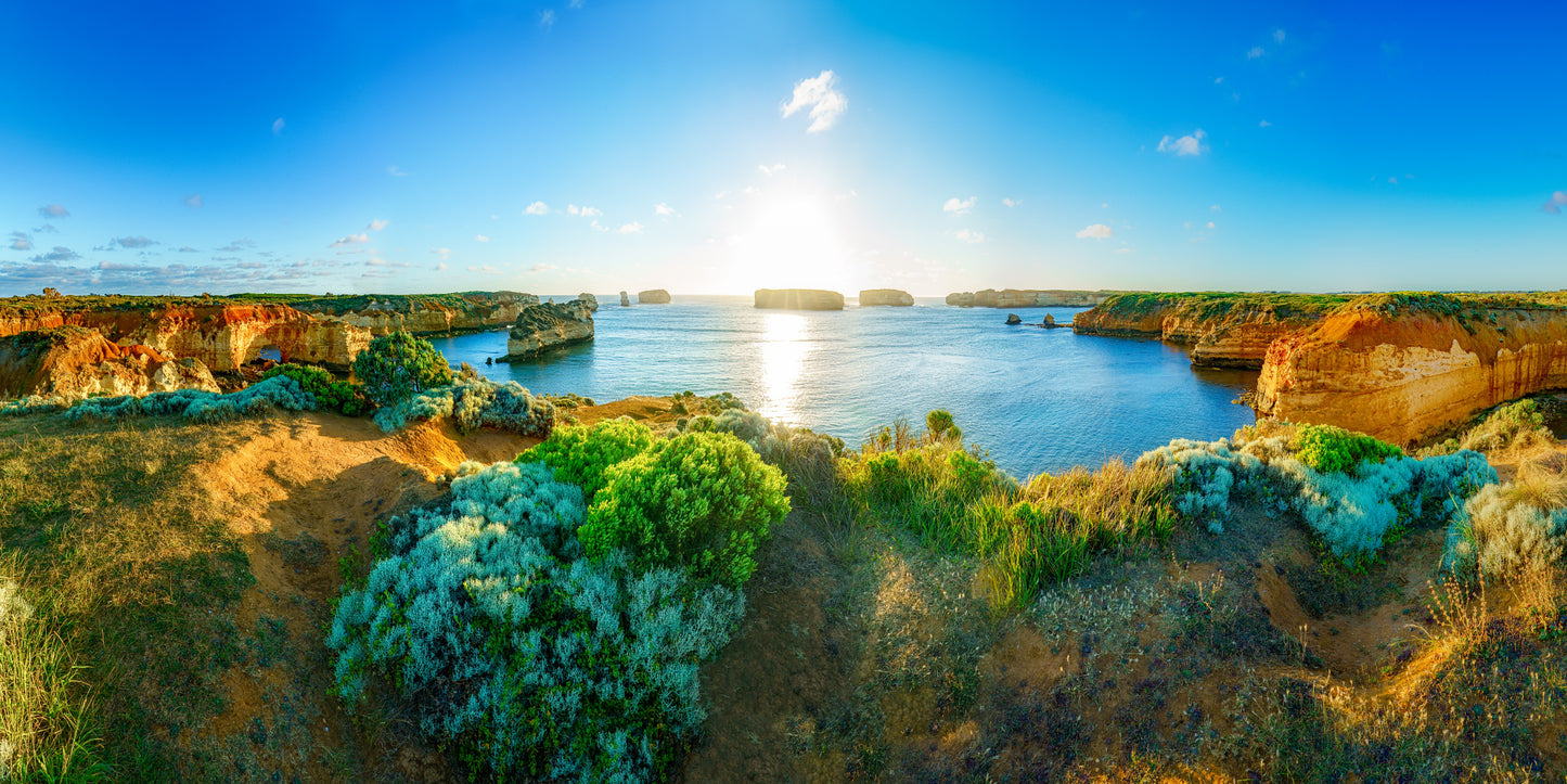Sunset Island Bay Great Ocean Road Australia Wall Art Canvas Office Home Room Framed 120x60cm