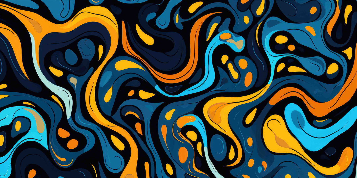 Blue Orange Fluid Liquid Swirl Wall Art Canvas Office Home Room Framed 120x60 cm - Bella Home Decor