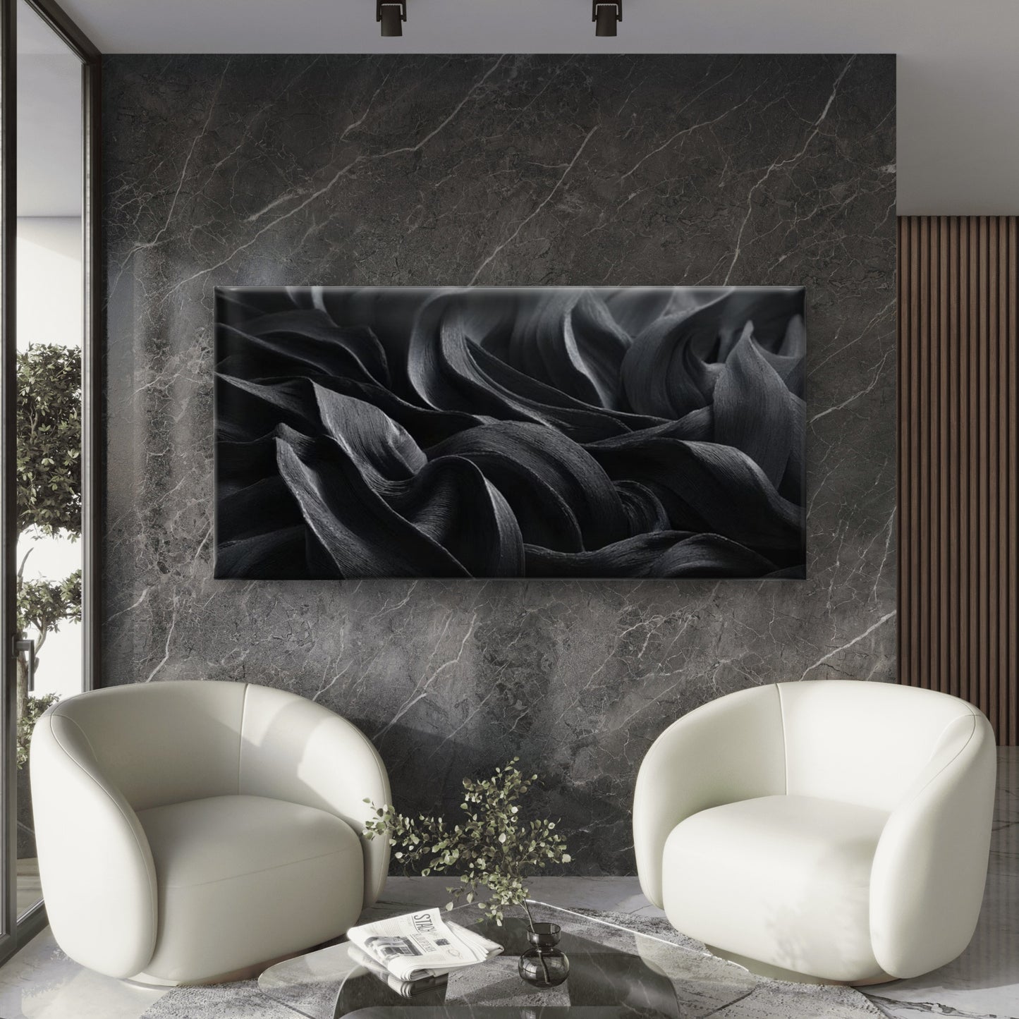 Abstract Monochrome Paintings Wall Art Canvas Office Home Room Framed 120x60cm