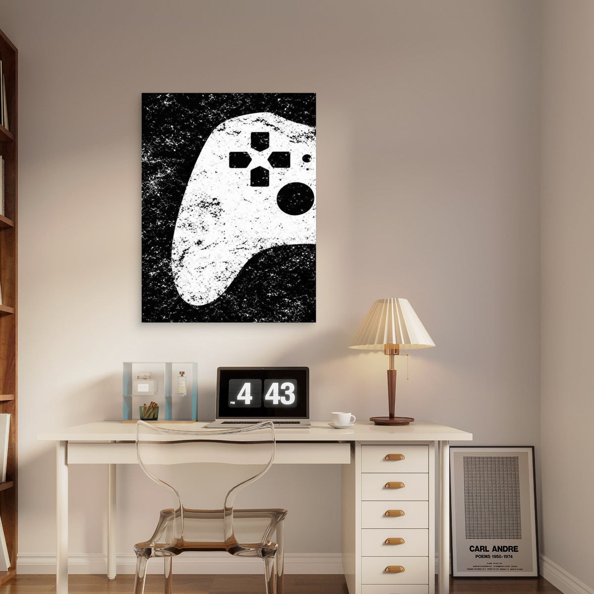Retro-Style Game Controller 40x60cm Metal Print Ready to Hang