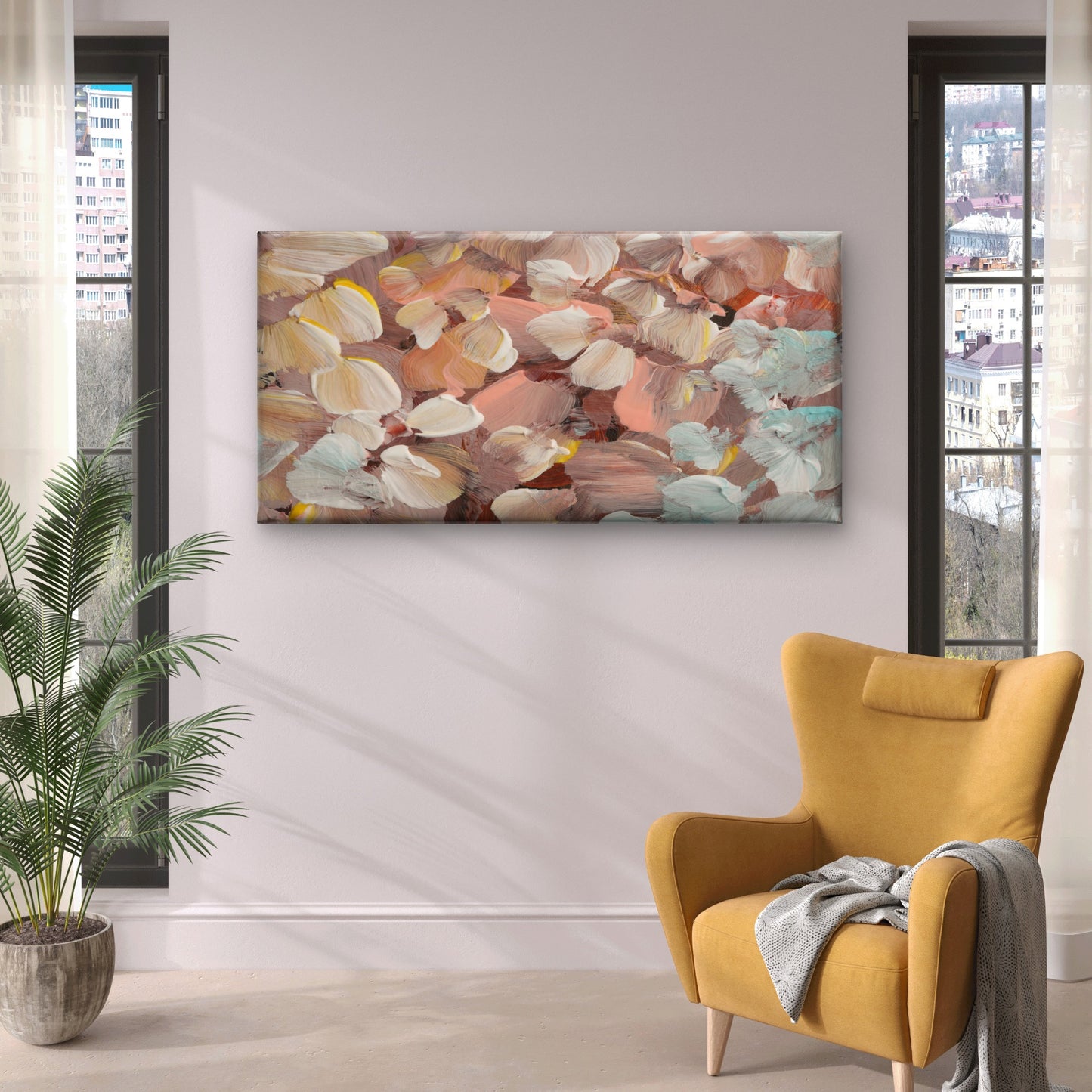 Blush Pink Pastel Palette Wall Art Canvas Office Home Room Framed 120x60cm
