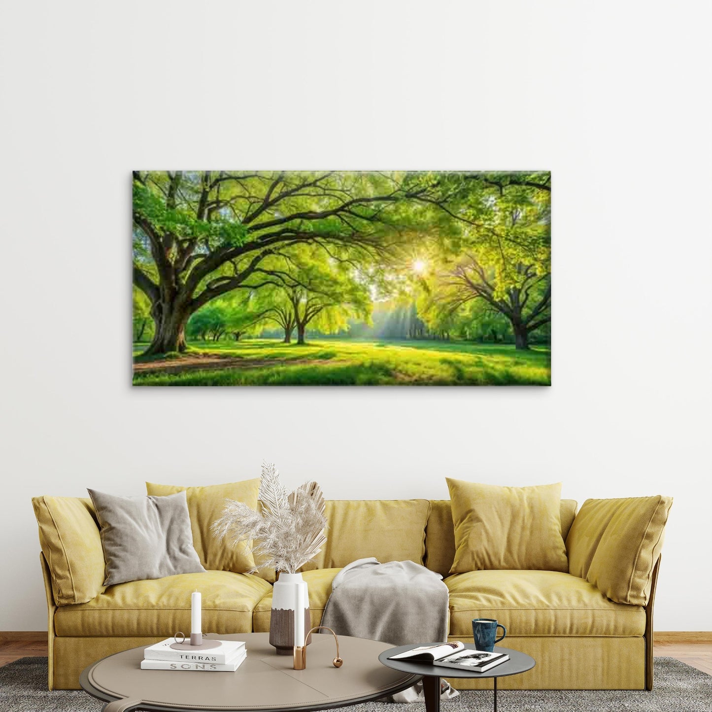 Sunshine Filtering Through TreesWall Art Canvas Office Home Room Framed 120x60cm