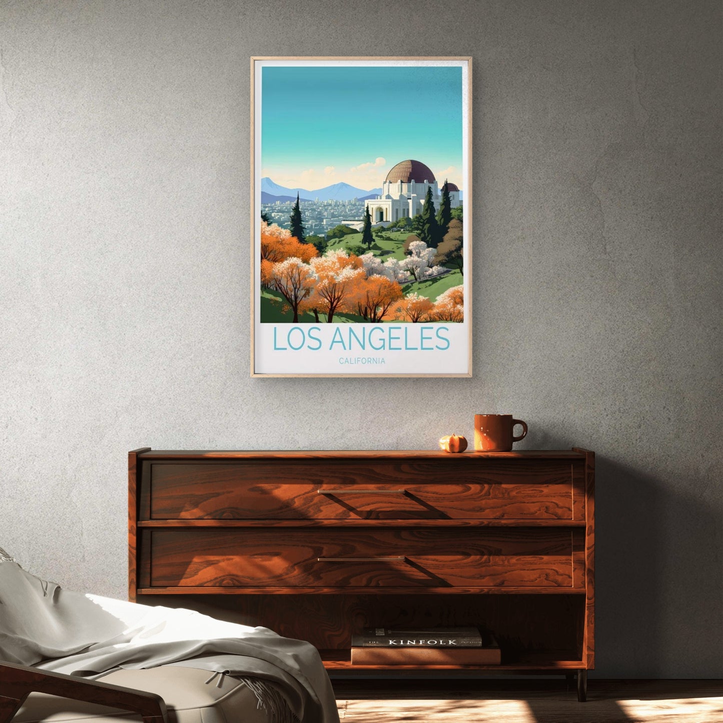 Los Angeles California, Beautiful Trees Travel Poster Print Wall Art - Bella Home Decor