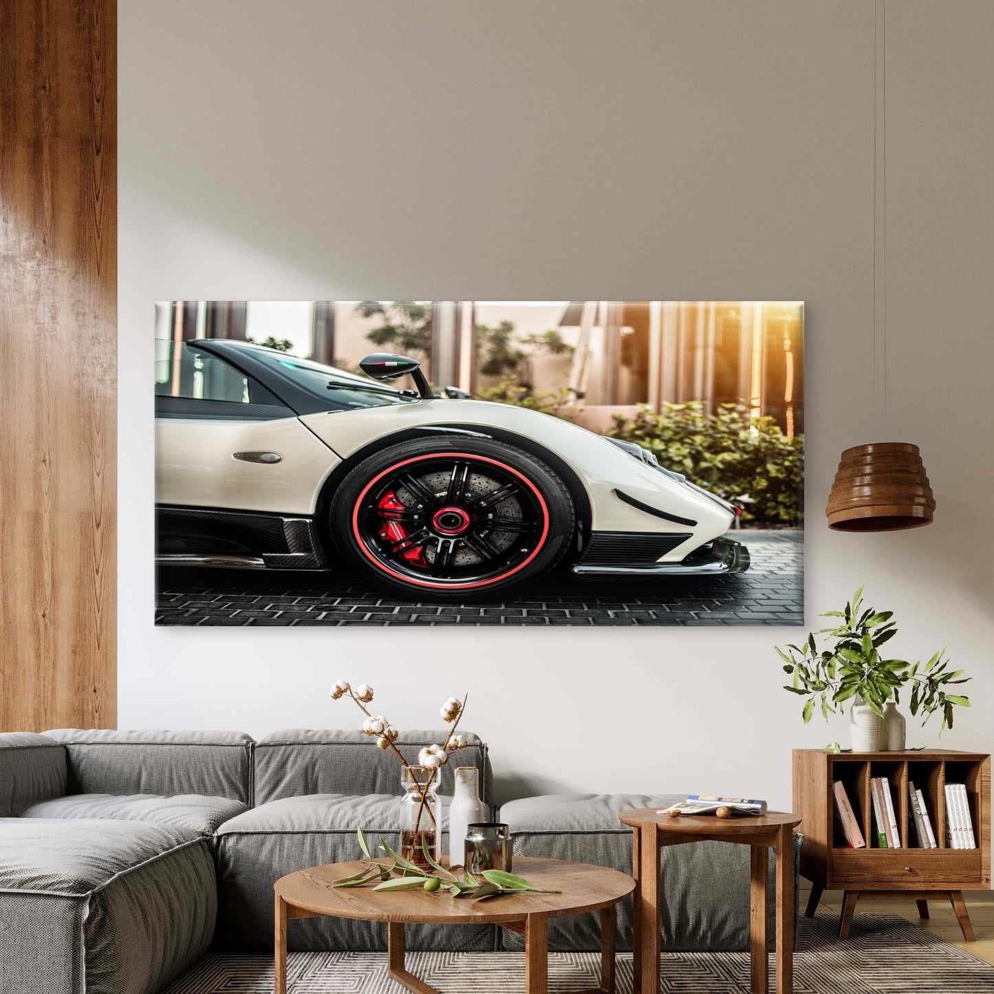White Pagani Zonda Cinque View Wall Art Canvas Office Home Room Framed 120x60cm