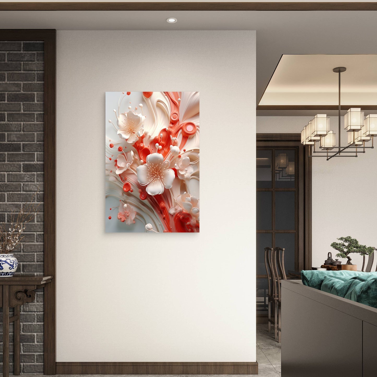 Abstract 3D Coral Floral Blossom Splash 40x60cm Metal Print Ready to Hang
