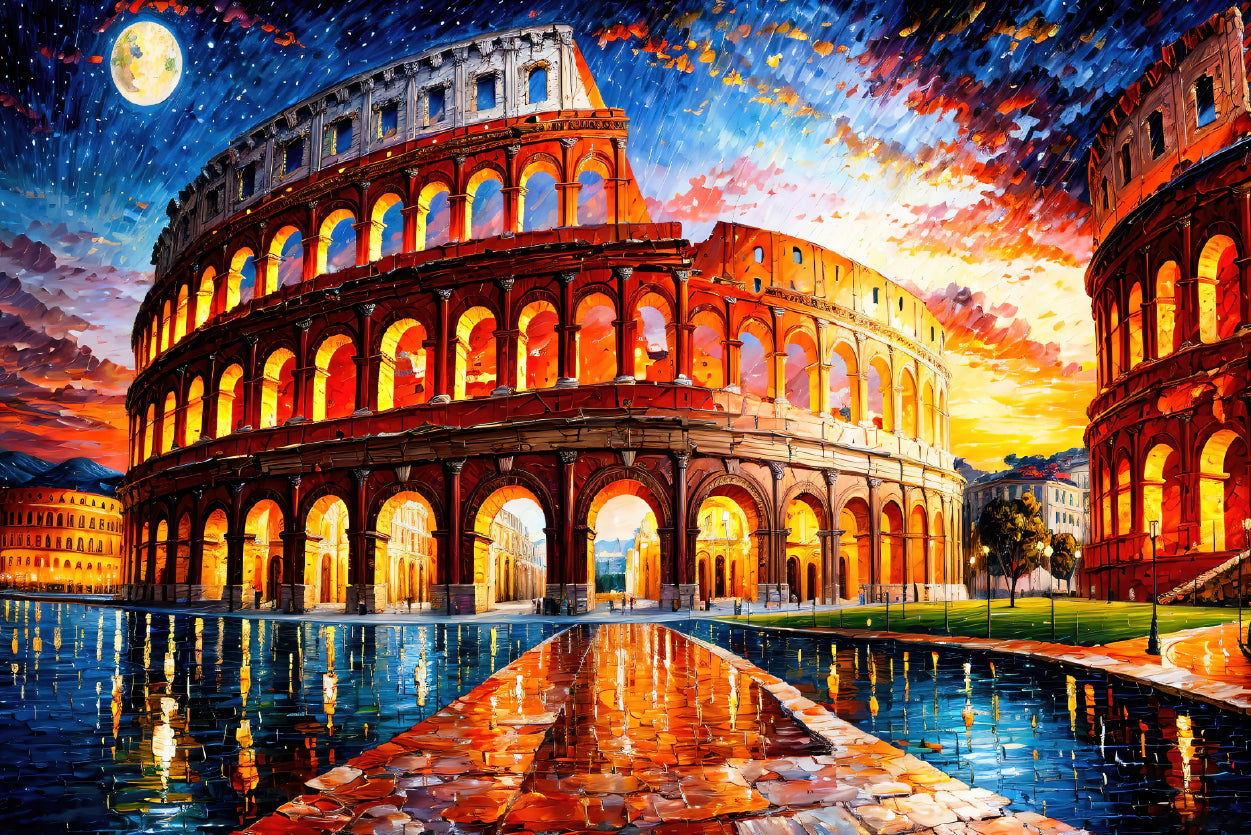 Oil Painting of Colosseum in Rome Home Decor Premium Quality Poster Print Choose Your Sizes - Bella Home Decor