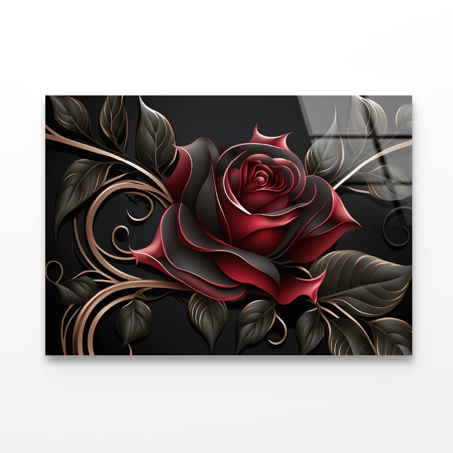 Roses Artistic Flower Design Acrylic Glass Print Tempered Glass Wall Art 100% Made in Australia Ready to Hang - Bella Home Decor