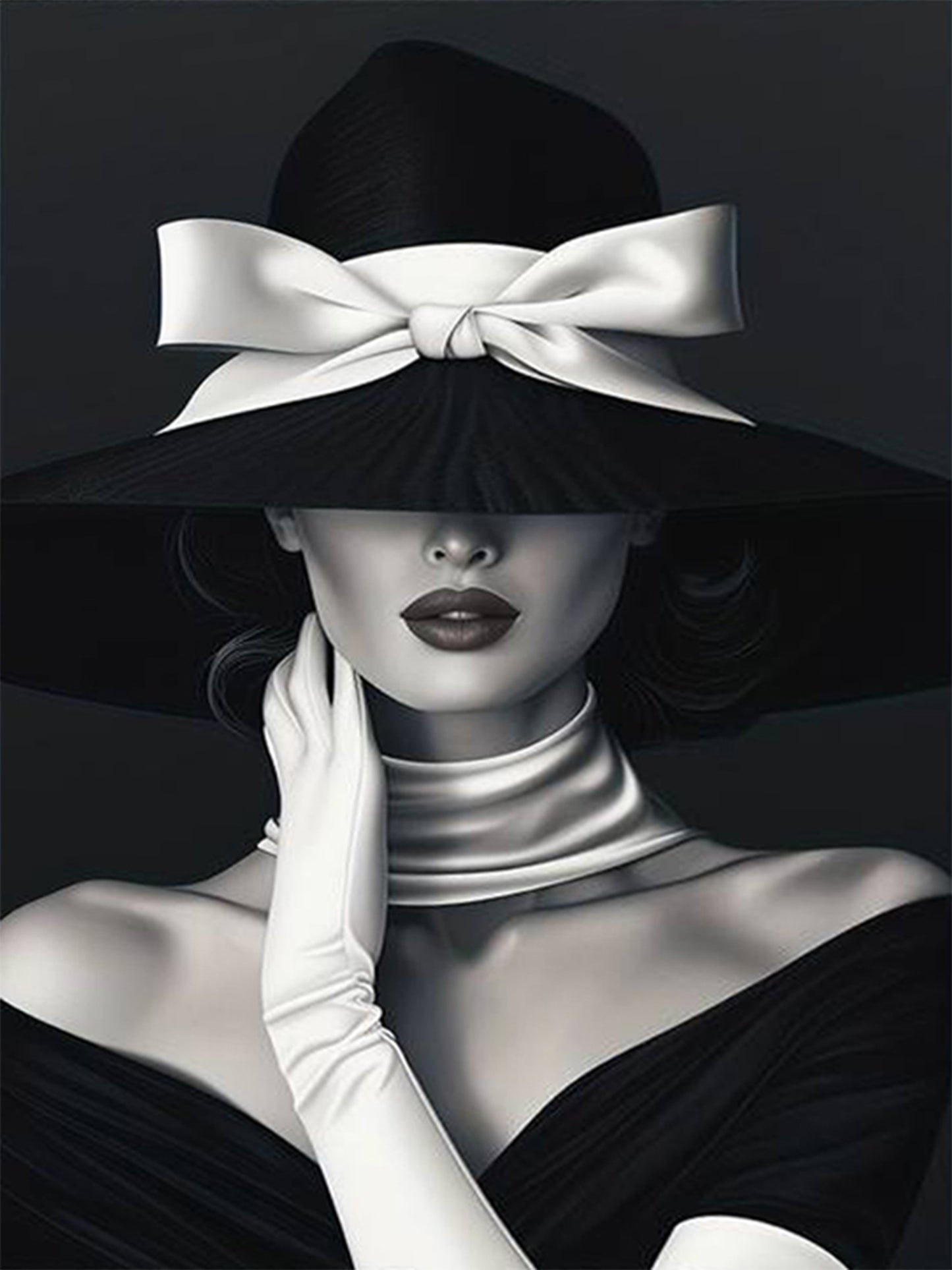 Woman in Black And White Adorned with Top Hat Fashion Home Decor Premium Quality Poster Print Choose Your Sizes - Bella Home Decor