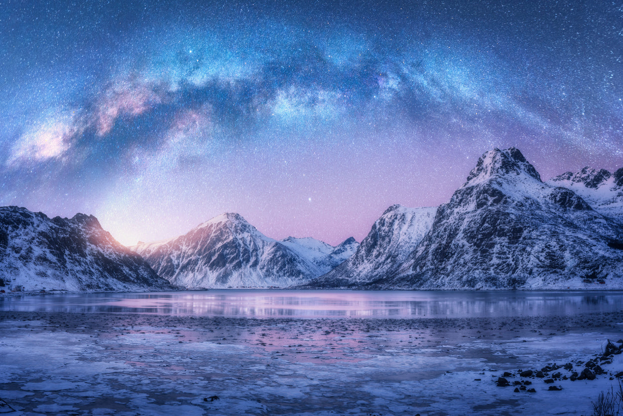 A Body of Water in the Foreground and Mountains Home Decor Premium Quality Poster Print Choose Your Sizes - Bella Home Decor