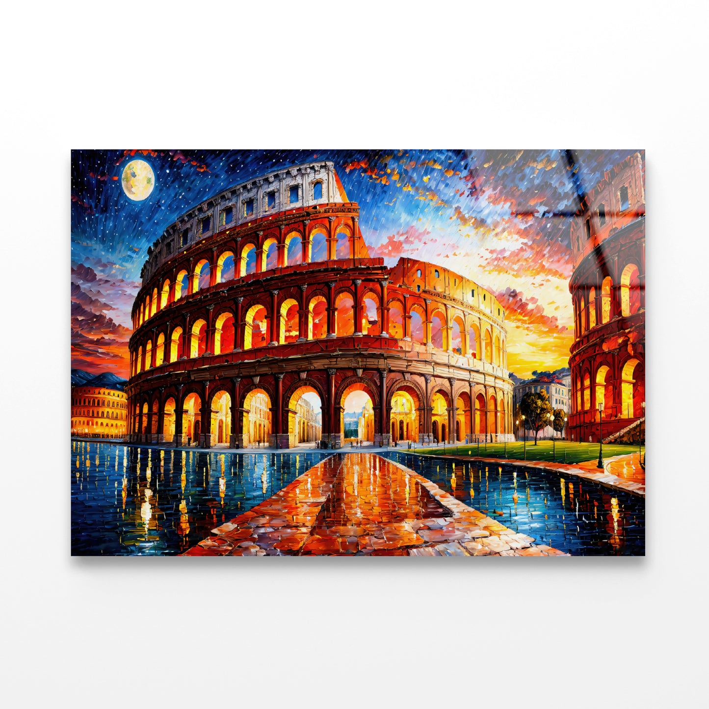 Oil Painting of Colosseum in Rome Acrylic Glass Print Tempered Glass Wall Art 100% Made in Australia Ready to Hang