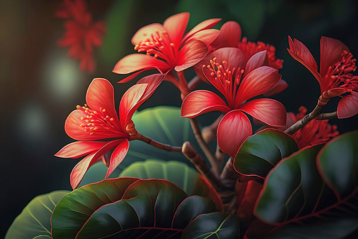 Red Tropical Flowers Home Decor Premium Quality Poster Print Choose Your Sizes - Bella Home Decor