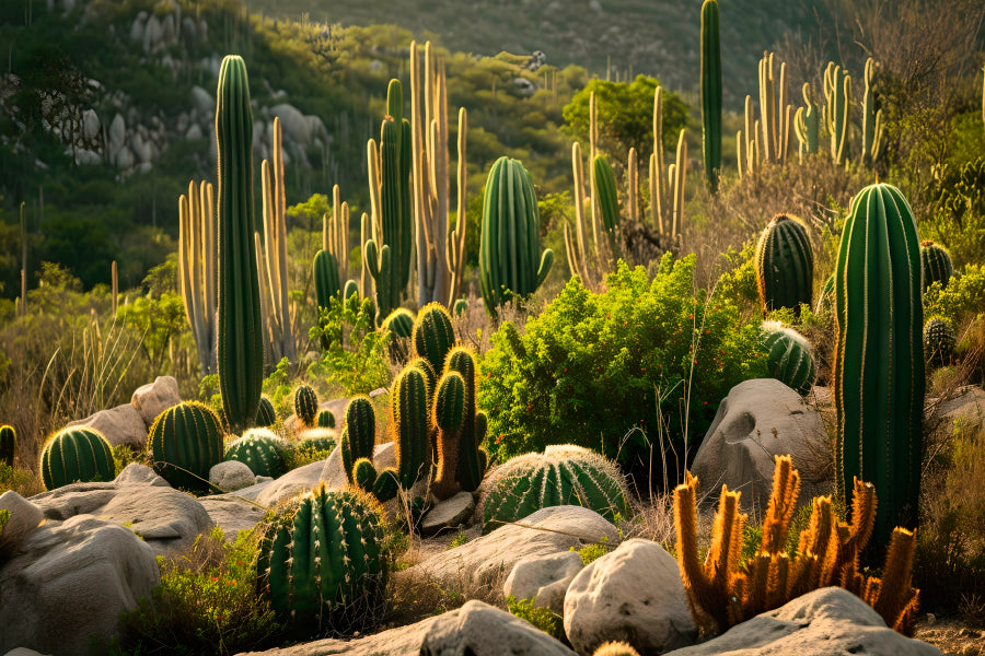 Captivating Landscape of Cacti in Mexico Acrylic Glass Print Tempered Glass Wall Art 100% Made in Australia Ready to Hang - Bella Home Decor