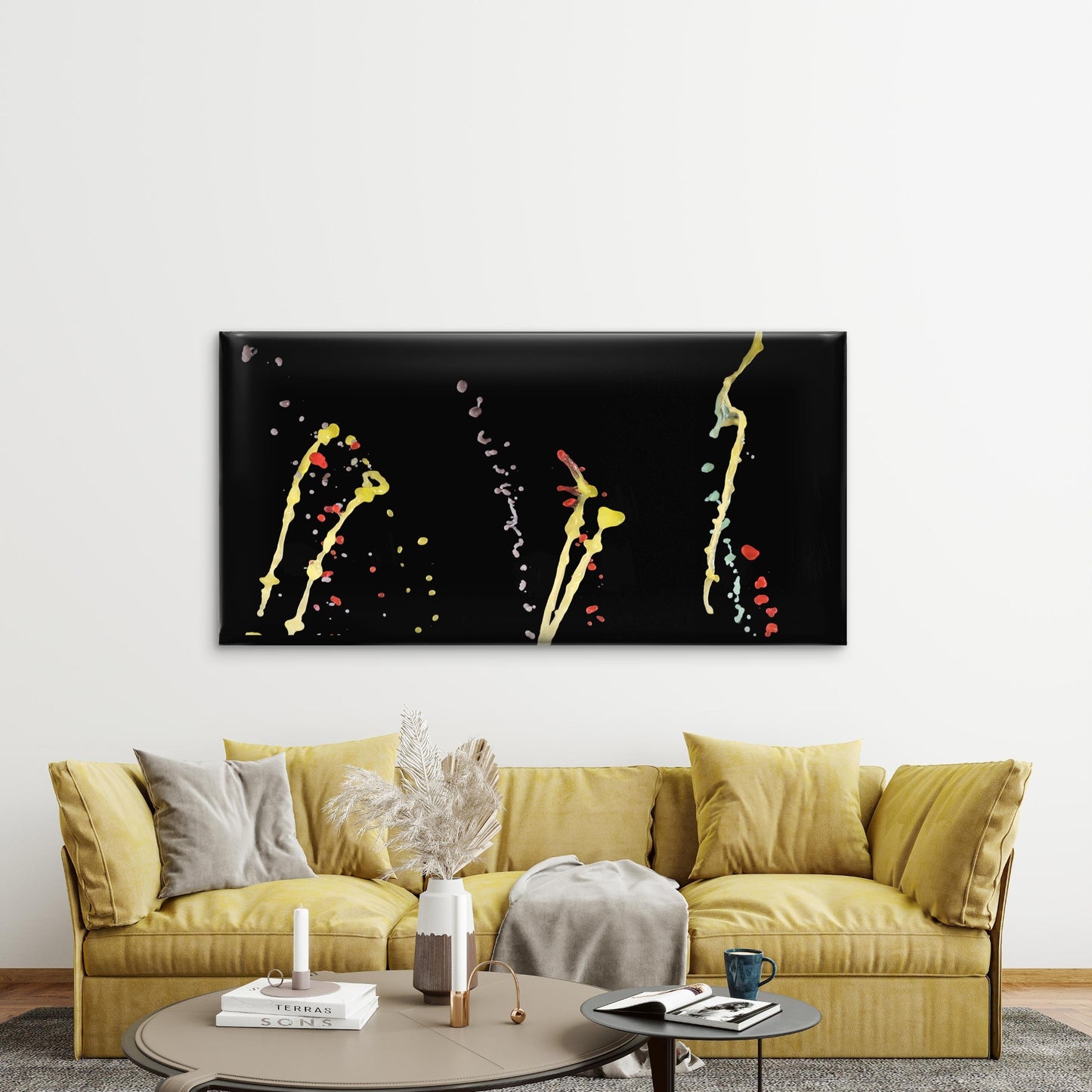 Vibrant Liquid Motion Wall Art Canvas Office Home Room Framed 120x60cm - Bella Home Decor