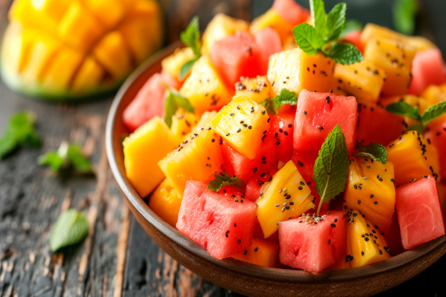 Fruit Salad Featuring Juicy Watermelon, Pineapple, And Mango with A Hint of Mint Home Decor Premium Quality Poster Print Choose Your Sizes - Bella Home Decor
