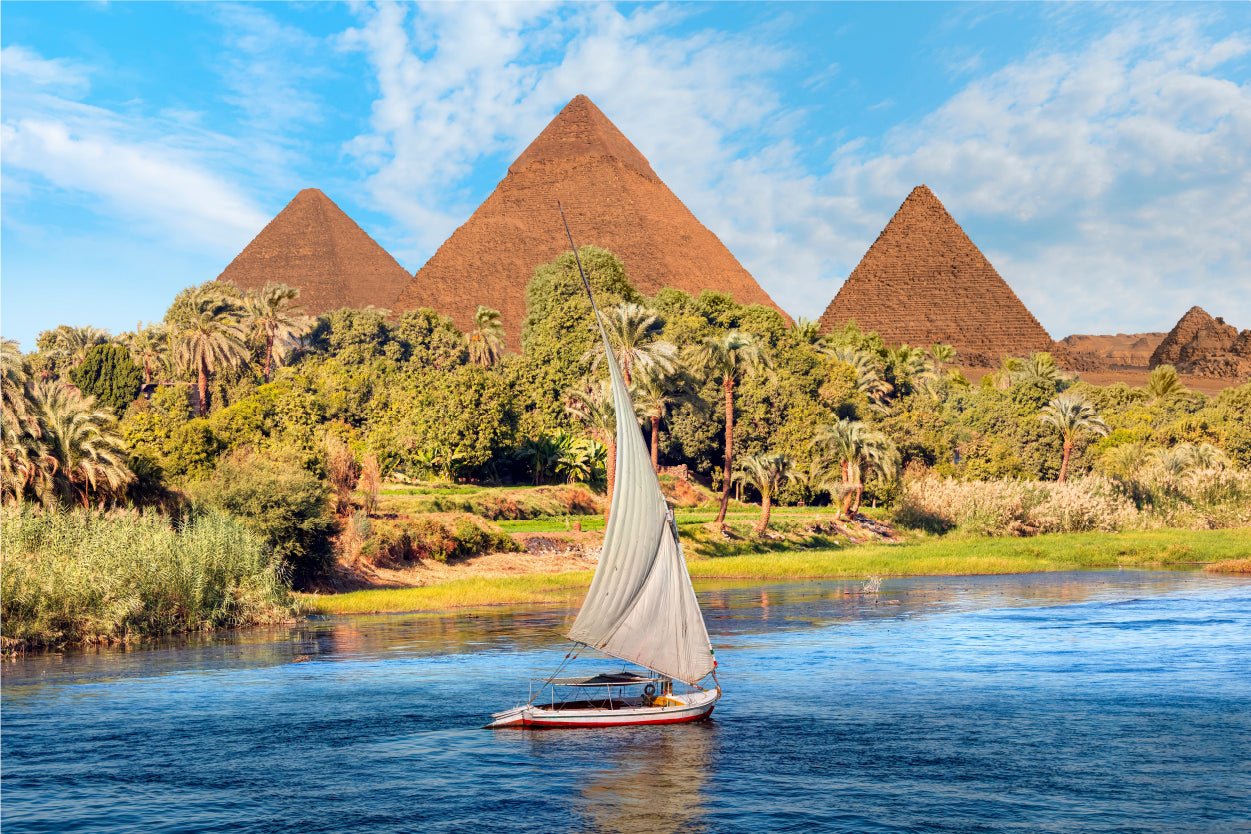 Exploring The Historic Nile River And Giza Pyramids Egypt Wall Art Decor 100% Australian Made