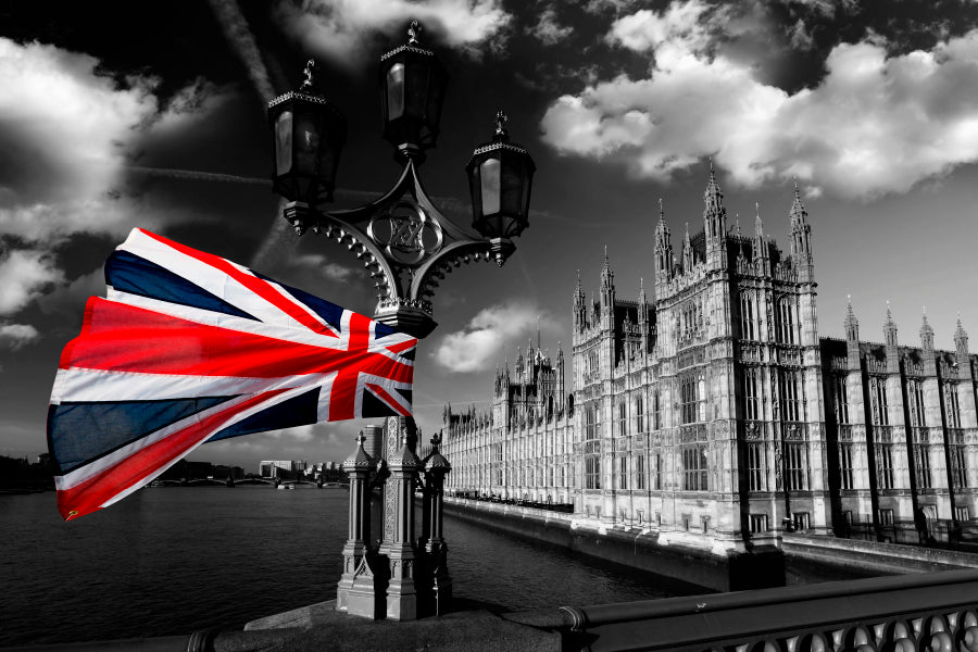 Houses Of Parliament with Flag of England, London, UK Home Decor Premium Quality Poster Print Choose Your Sizes - Bella Home Decor
