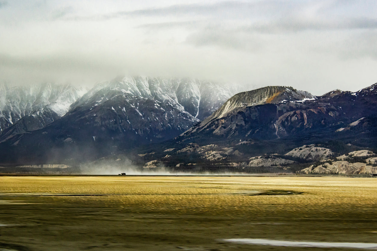 A Field with Mountains, Clouds, Snow, and Grass Home Decor Premium Quality Poster Print Choose Your Sizes - Bella Home Decor