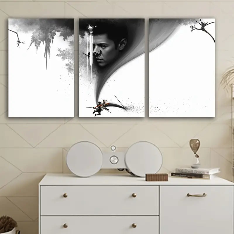 3pcs Black & White Starry Portrait Wall Art Set Canvas Framed 40x60cm - High Quality Print 100% Australian Made Wall Canvas Ready to Hang - Bella Home Decor
