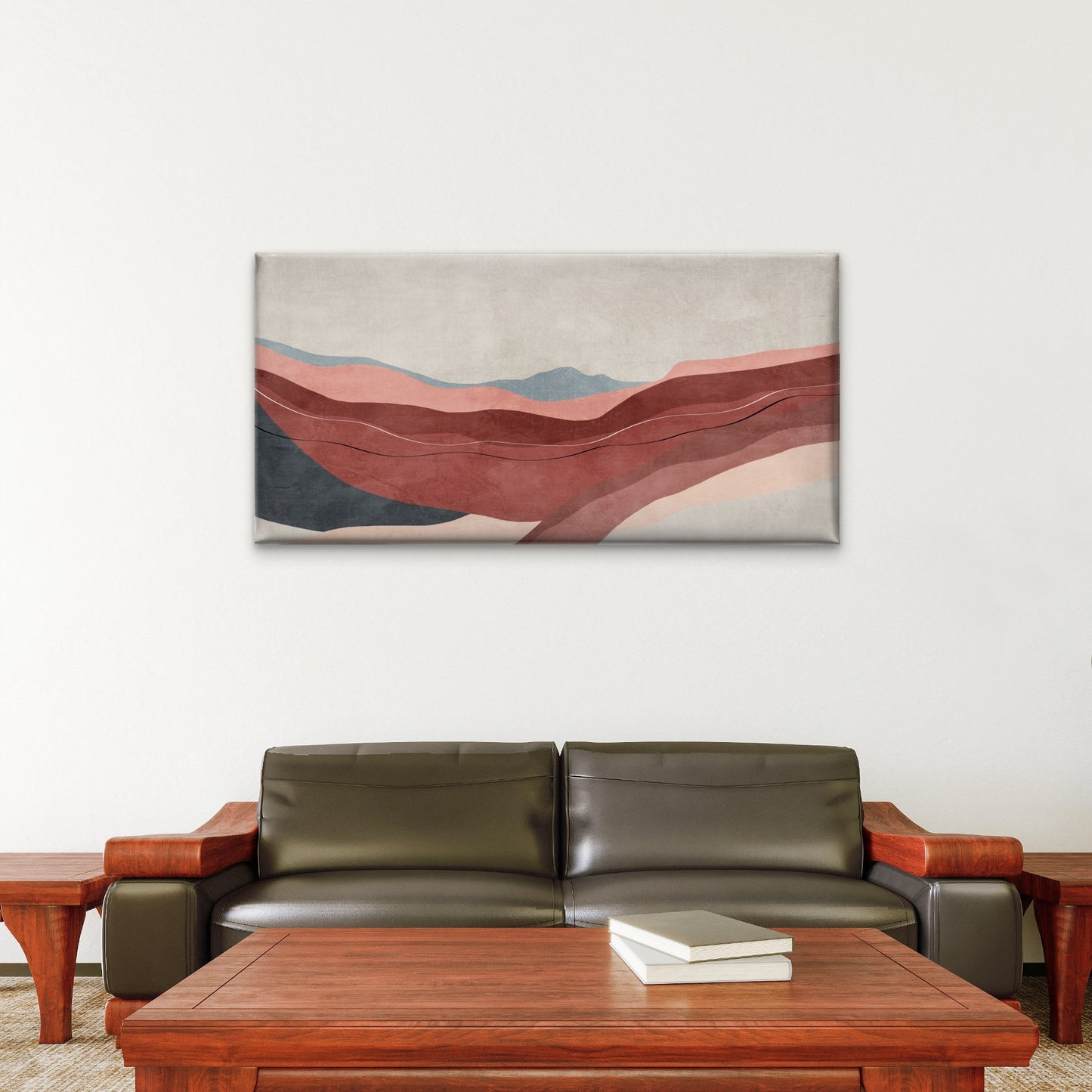 Modern Boho Terracotta Mountain Wall Art Canvas Office Home Framed 120x60cm