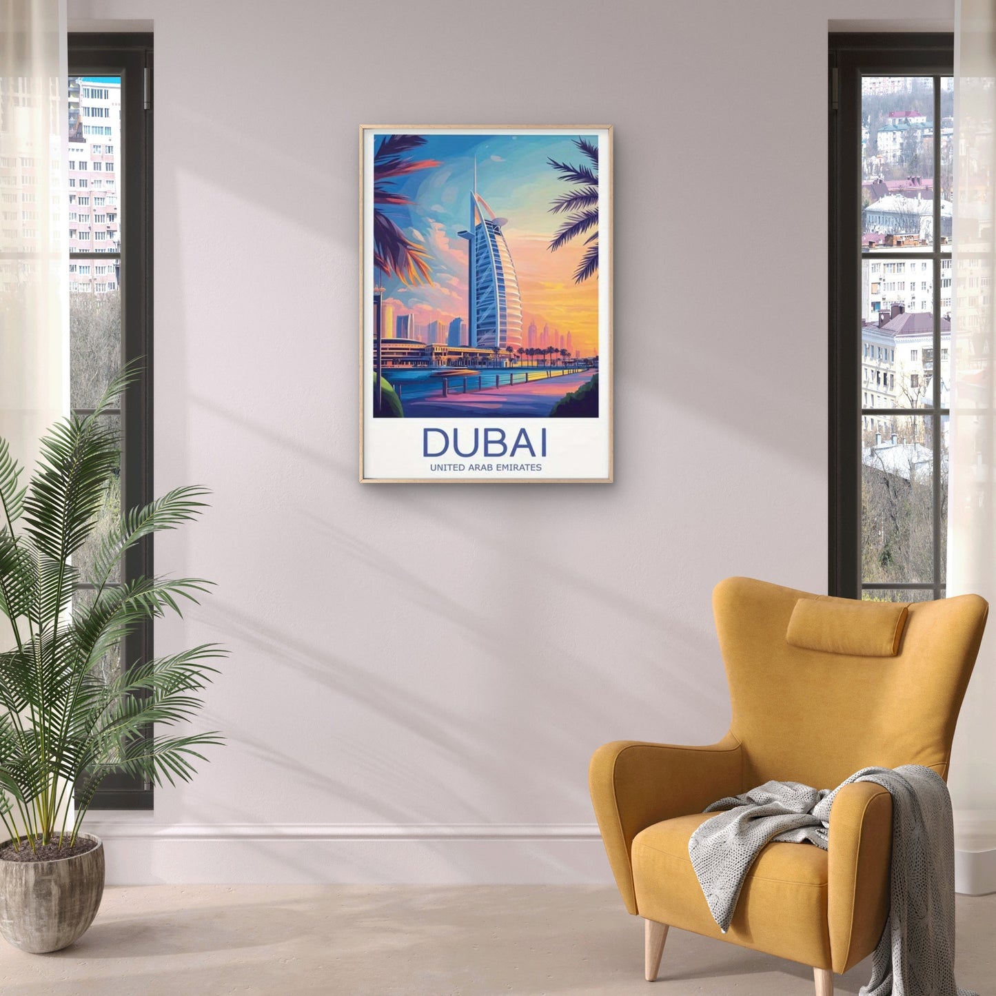 Famous Luxury Burj Al Arab Dubai United Arab Emirates Travel Poster Print Wall Art