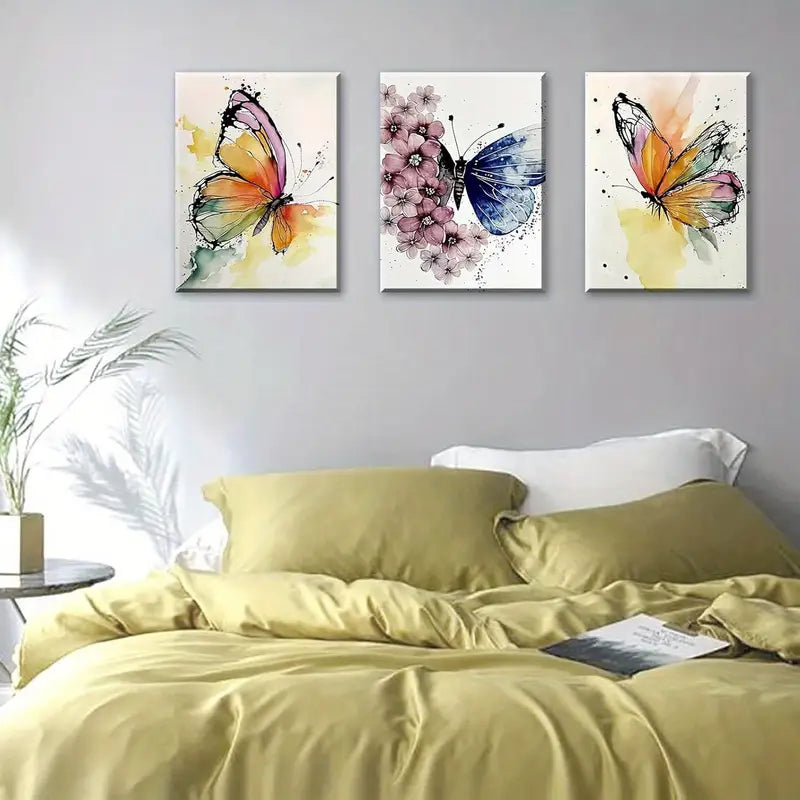 3pcs Modren Butterfly Nursery Decor Metal Print Ready to Hang Art