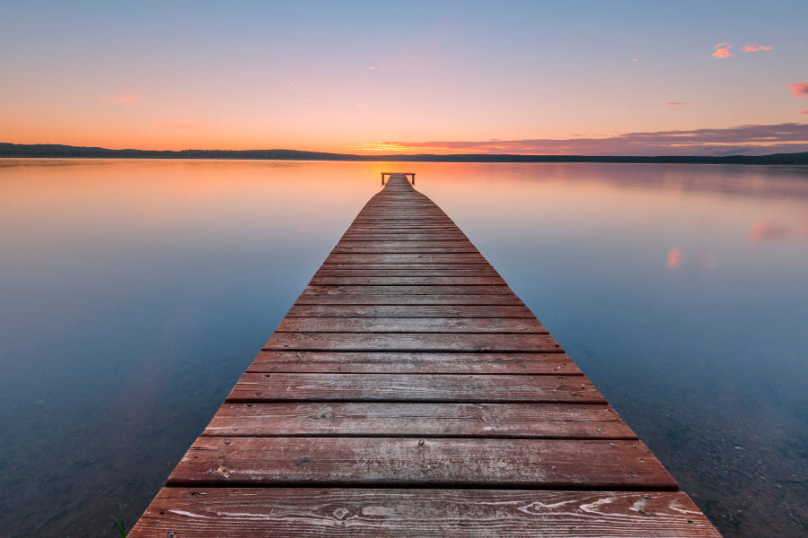 Old Wooden Pier at Sunset Long Exposure, Linear Perspective Home Decor Premium Quality Poster Print Choose Your Sizes - Bella Home Decor