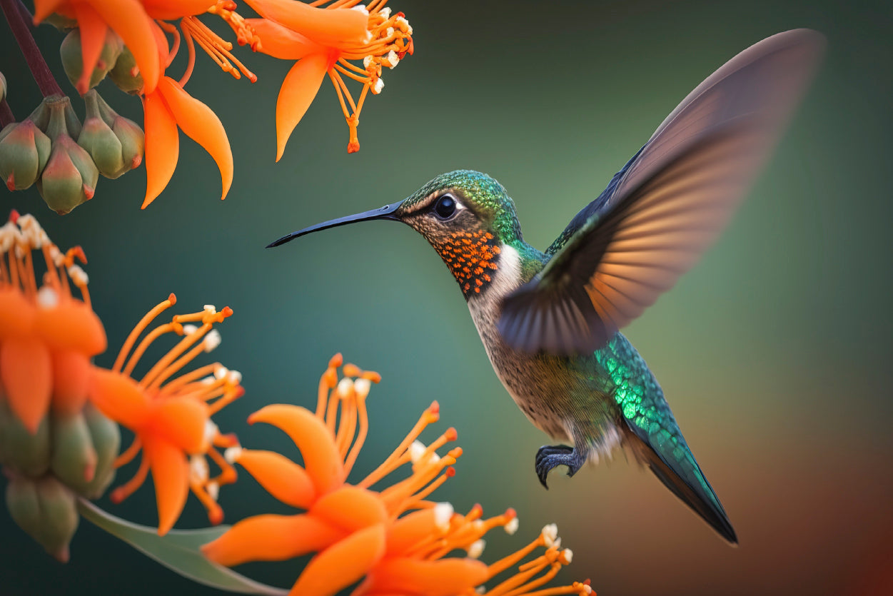 Hummingbird Flies over a Bright Flower Home Decor Premium Quality Poster Print Choose Your Sizes - Bella Home Decor