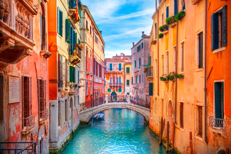 Narrow Canal with A Bridge in The Middle Home Decor Premium Quality Poster Print Choose Your Sizes - Bella Home Decor