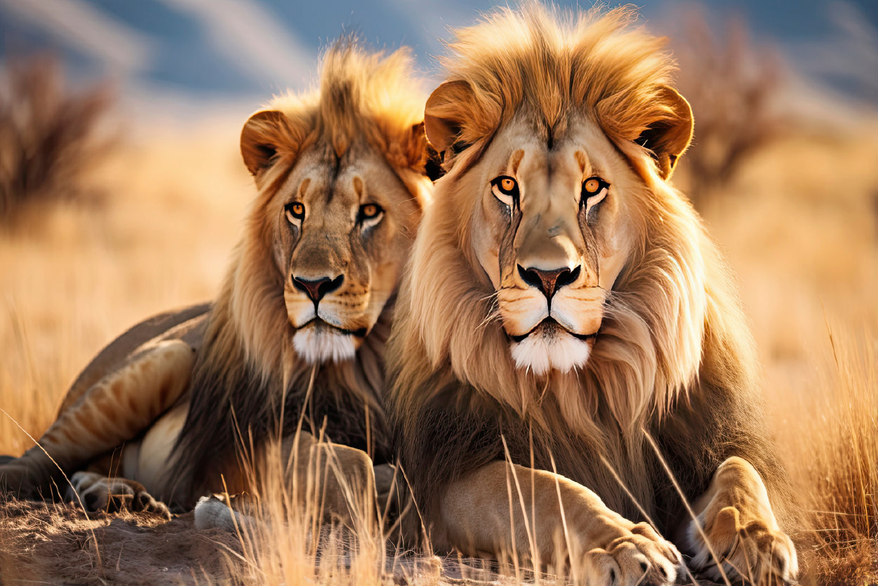 Majestic Lions Resting In the Golden Grasslands Home Decor Premium Quality Poster Print Choose Your Sizes - Bella Home Decor