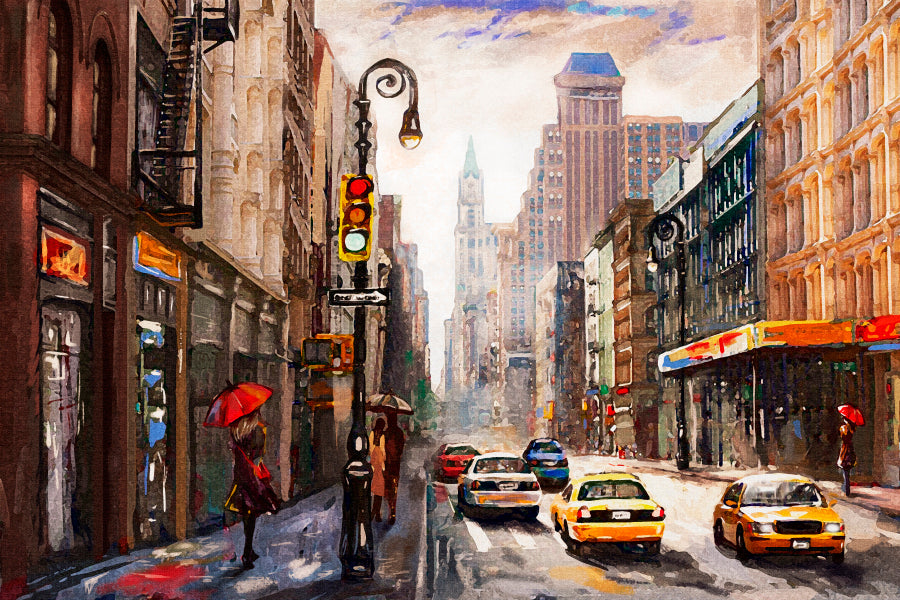 Street View Of New York Home Decor Premium Quality Poster Print Choose Your Sizes - Bella Home Decor