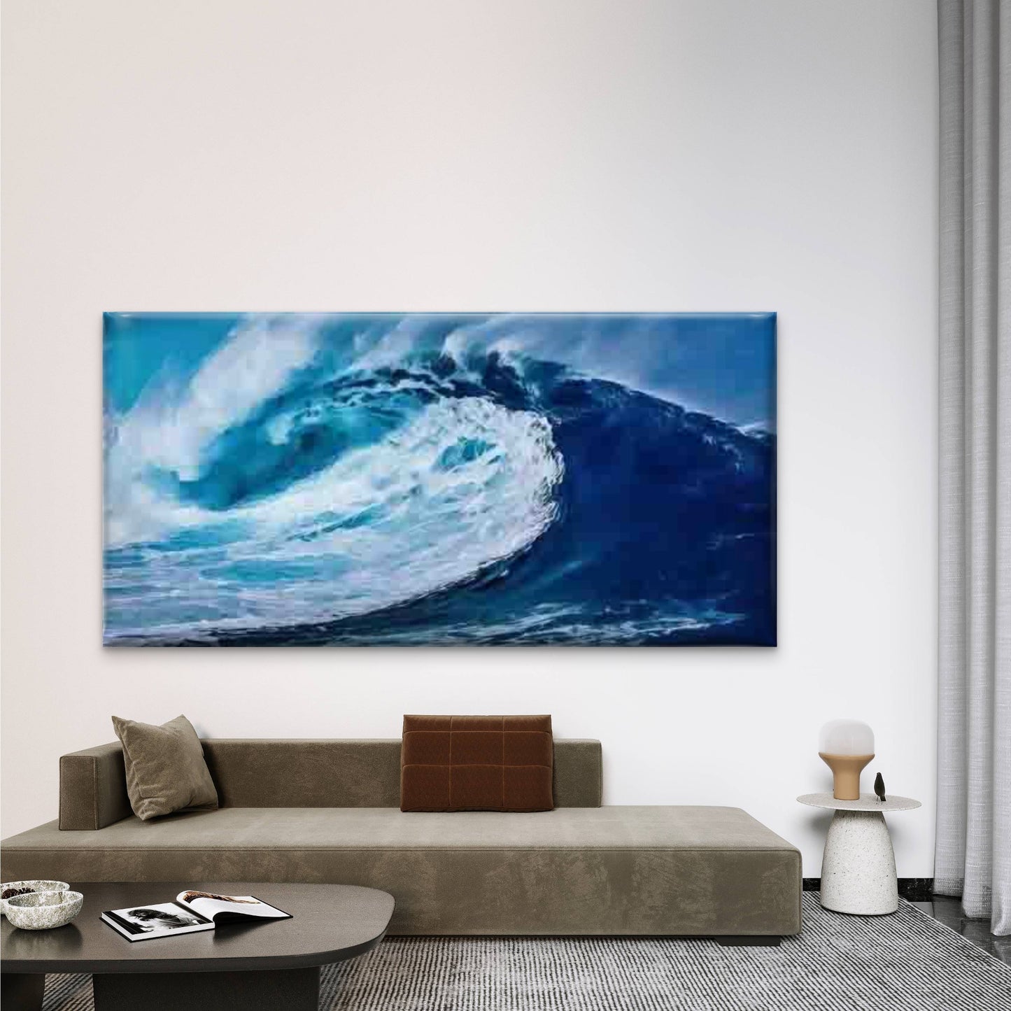 Ocean Wave & Sea Surf Wall Art Canvas Office Home Room Framed 120x60cm