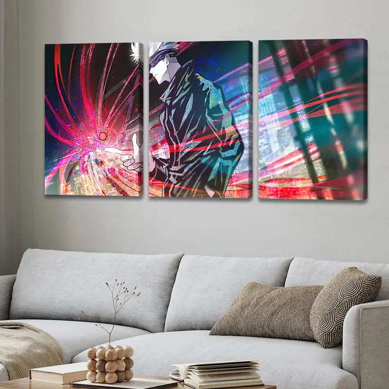 3pcs Anime Comic Art Character Poster Wall Art Set Canvas Framed 50x70cm - High Quality Print 100% Australian Made Wall Canvas Ready to Hang - Bella Home Decor
