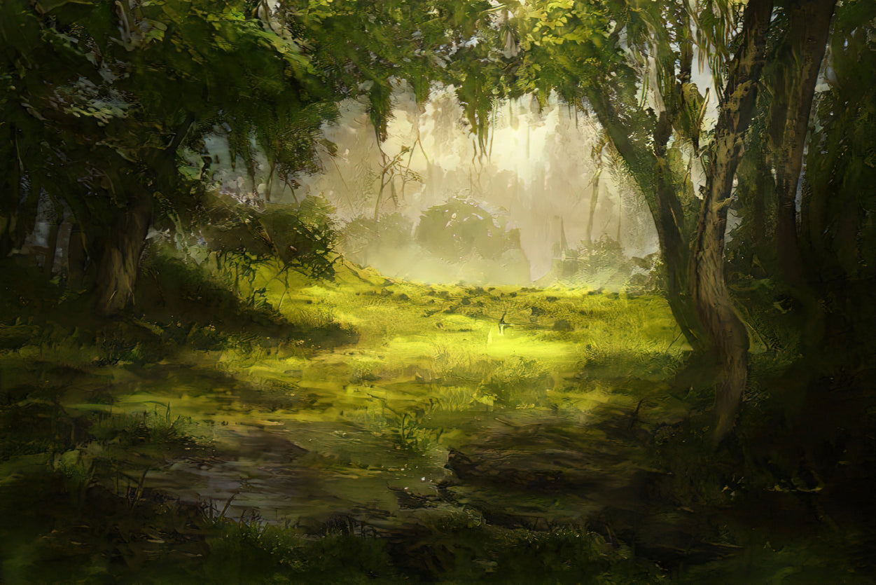 A Foggy Forest Scene with Trees and Grass Home Decor Premium Quality Poster Print Choose Your Sizes - Bella Home Decor
