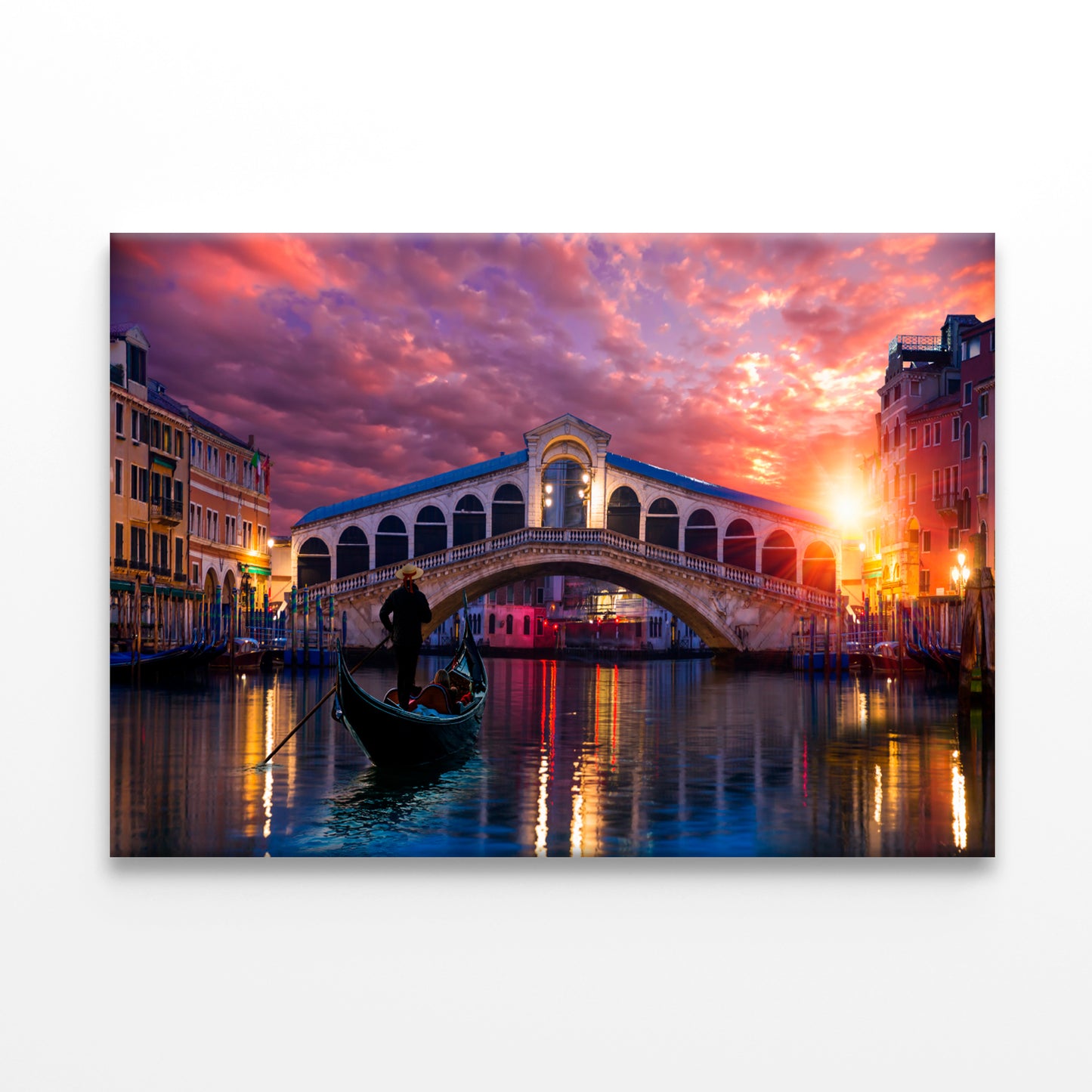 Gondola Near Rialto Bridge Venice Wall Art Decor 100% Australian Made - Bella Home Decor