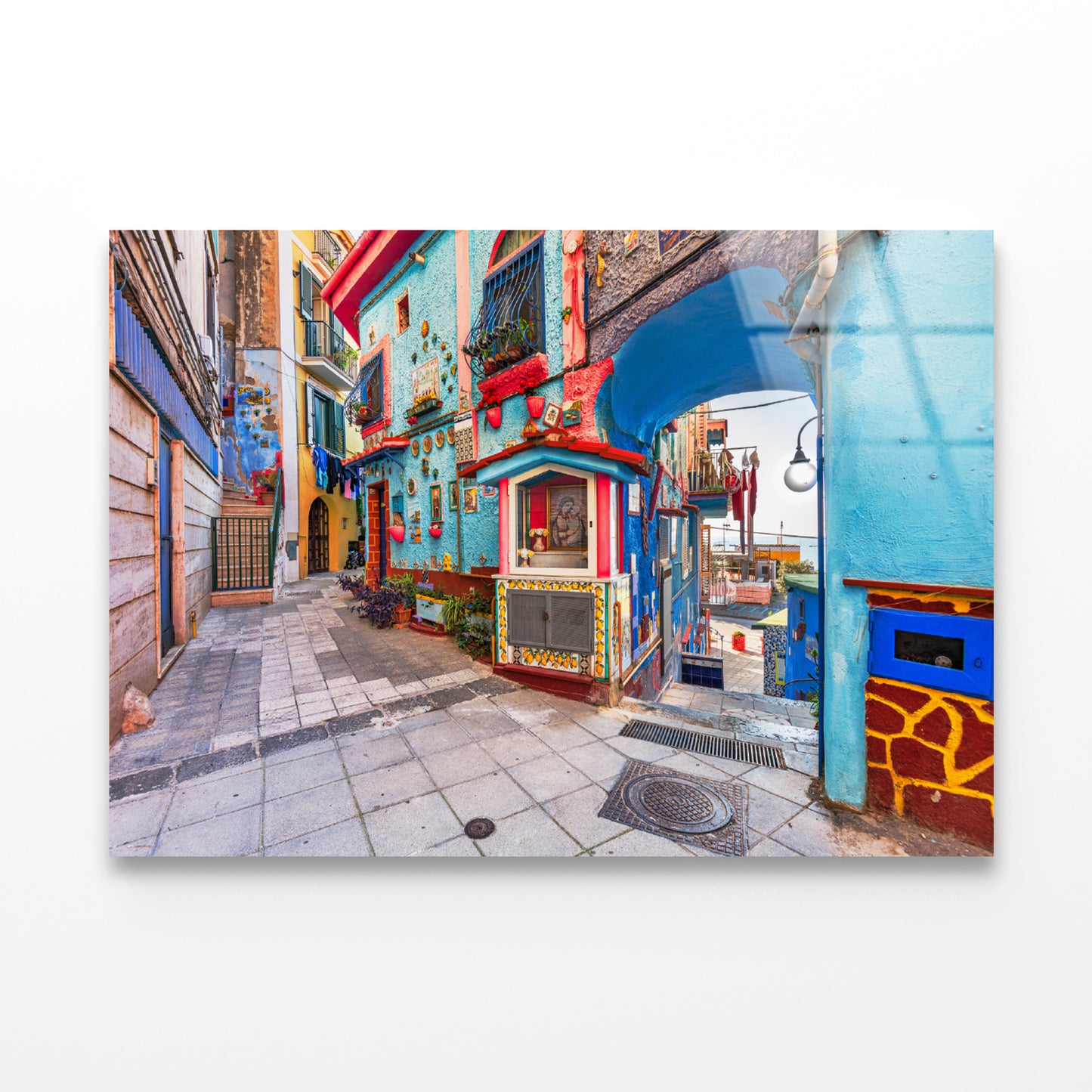 Color Streets of Vietri Salerno Acrylic Glass Print Tempered Glass Wall Art 100% Made in Australia Ready to Hang - Bella Home Decor