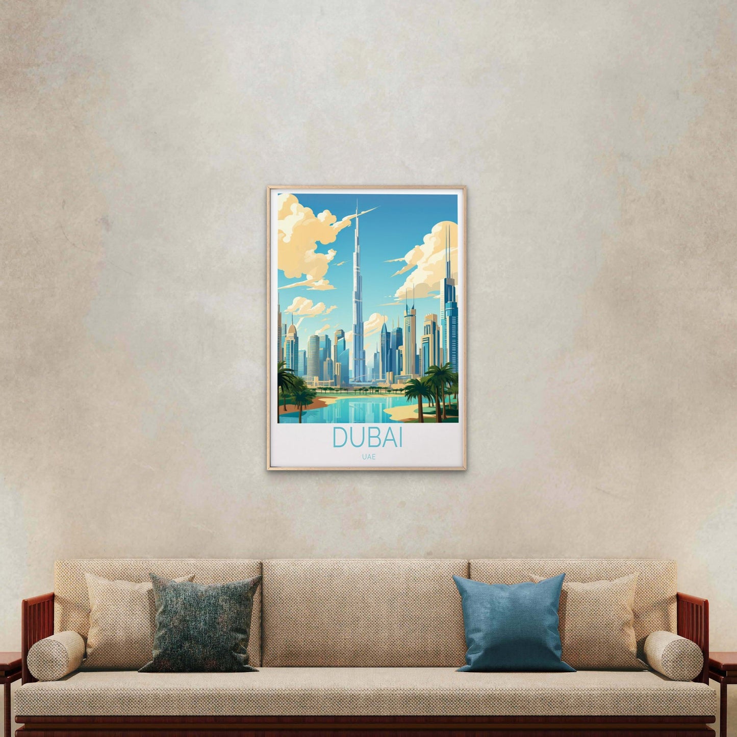 Dubai UAE, Burj Khalifa Skyscraper Art Travel Poster Print Wall Art