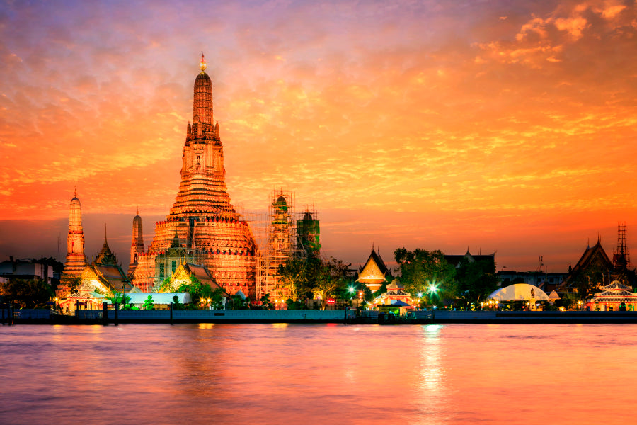 Wat Arun In Sunset at Bangkok, Thailand Home Decor Premium Quality Poster Print Choose Your Sizes - Bella Home Decor
