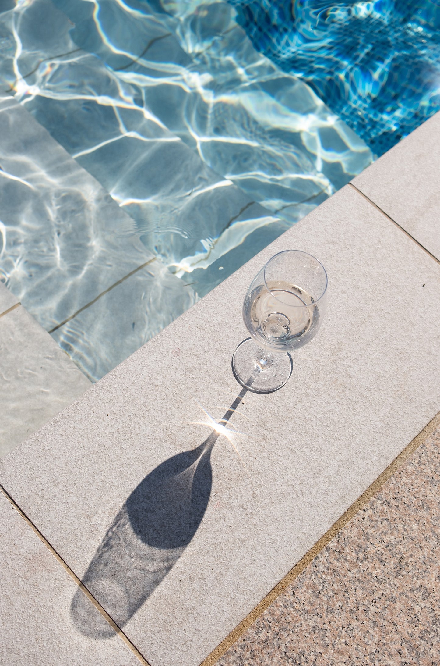 White Wine Glass Luxury Pool 60x90cm Metal Print Ready to Hang