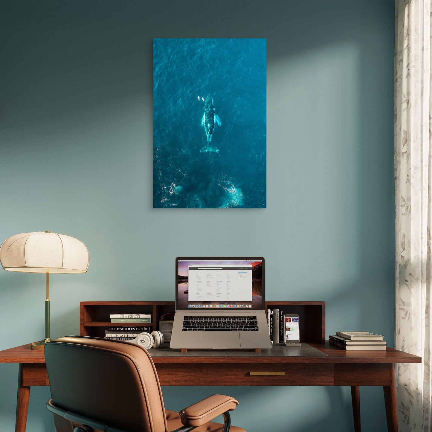 Humpback Whale Deep Blue Water Australia 40x60cm Metal Print Ready to Hang