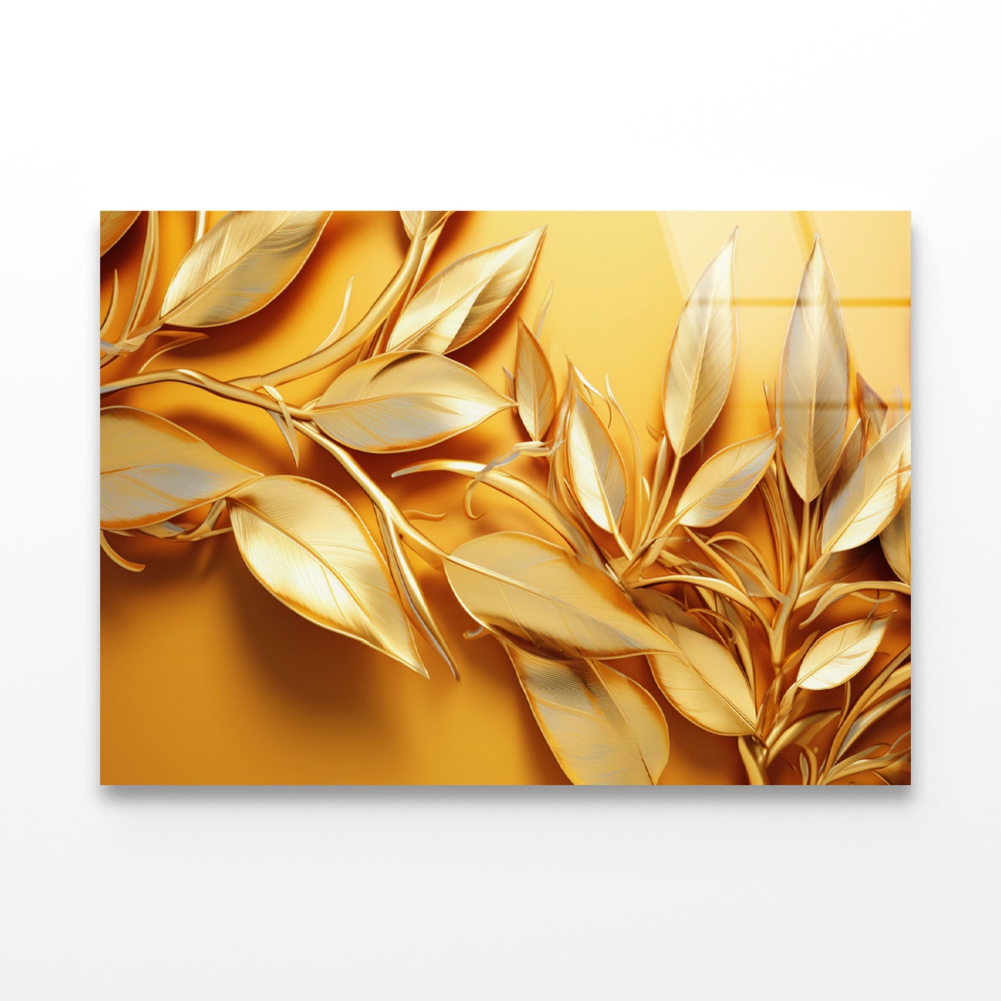 Vibrant Display of Golden Leaves Set Acrylic Glass Print Tempered Glass Wall Art 100% Made in Australia Ready to Hang - Bella Home Decor