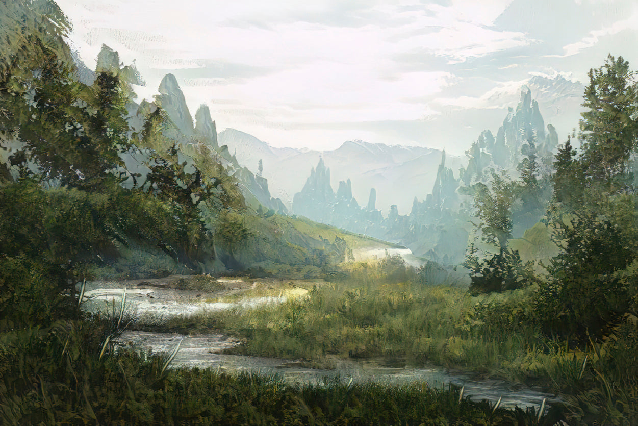 A River Flowing a Valley with Trees & Mountains Home Decor Premium Quality Poster Print Choose Your Sizes - Bella Home Decor