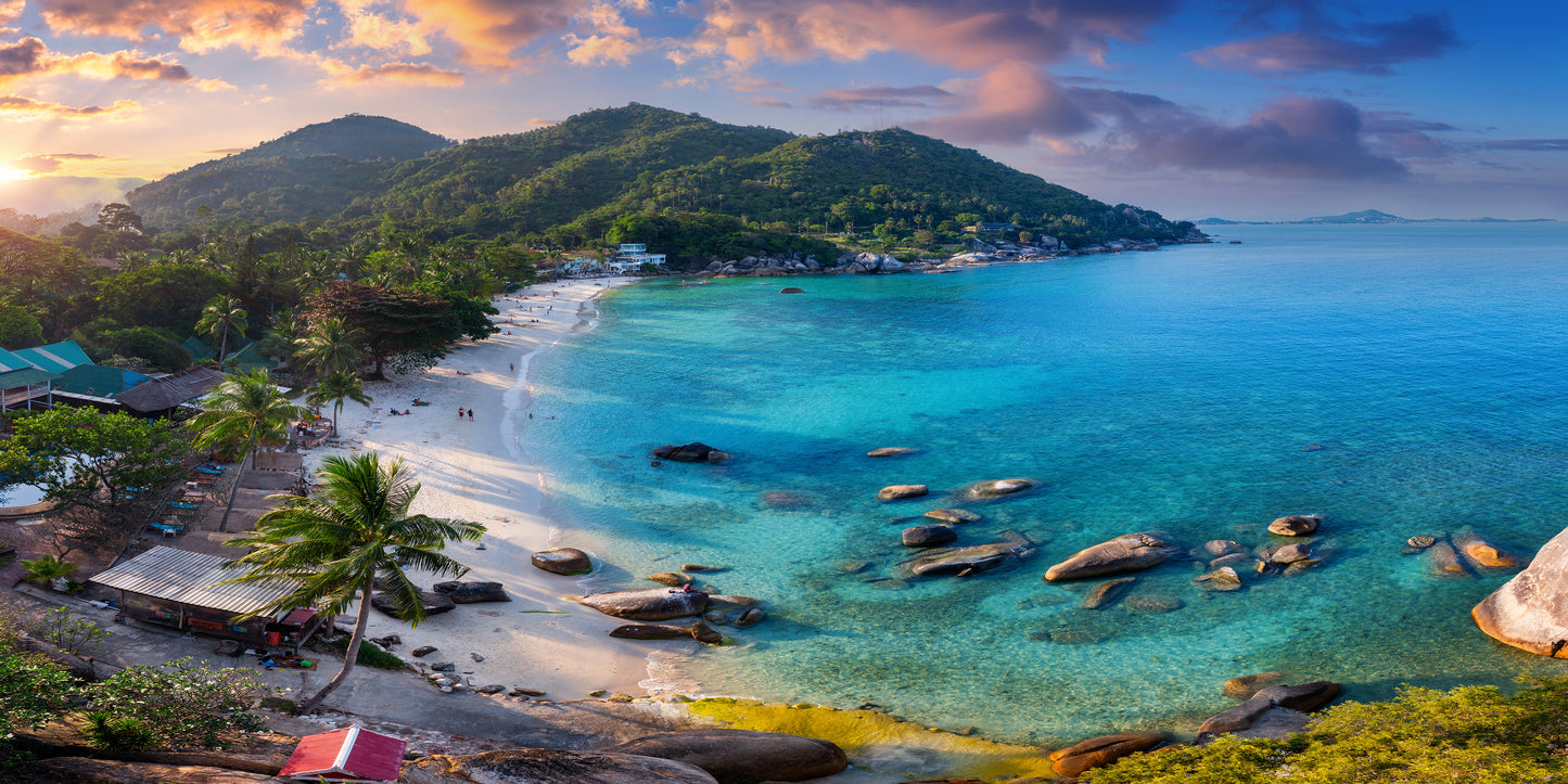 Emerald Green Beach in Koh Samui Thailand Wall Art Canvas Office Home Room Framed 120x60cm