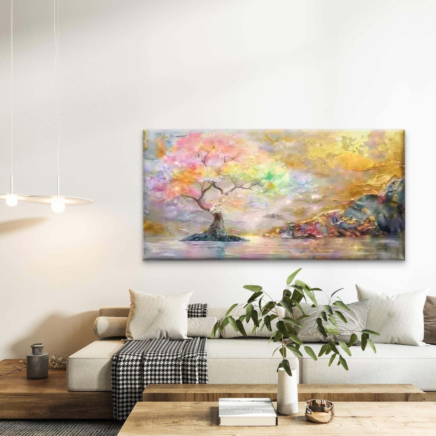 Fantasy Trees And Golden Lands Wall Art Canvas Office Home Room Framed 120x60cm - Bella Home Decor