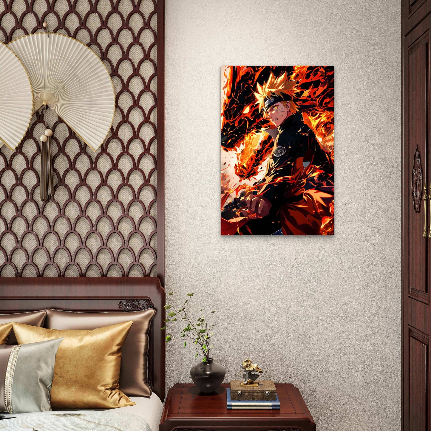 Molten Fire Beast Anime Fighter 40x60cm Metal Print Ready to Hang