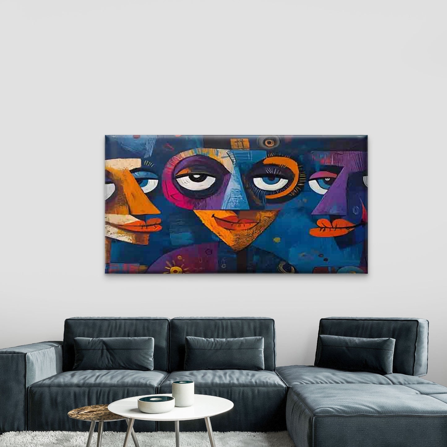 Modern Abstract Style Face Wall Art Canvas Office Home Room Framed 120x60cm - Bella Home Decor